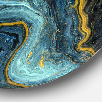 Agathe Ripple Golden Rivers - Abstract Round Metal Wall Art